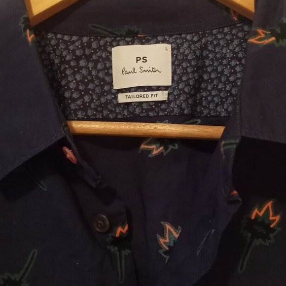 Current PS PAUL SMITH - Flames/trophy blue printed shirt - Sz L - Picture 7 of 13